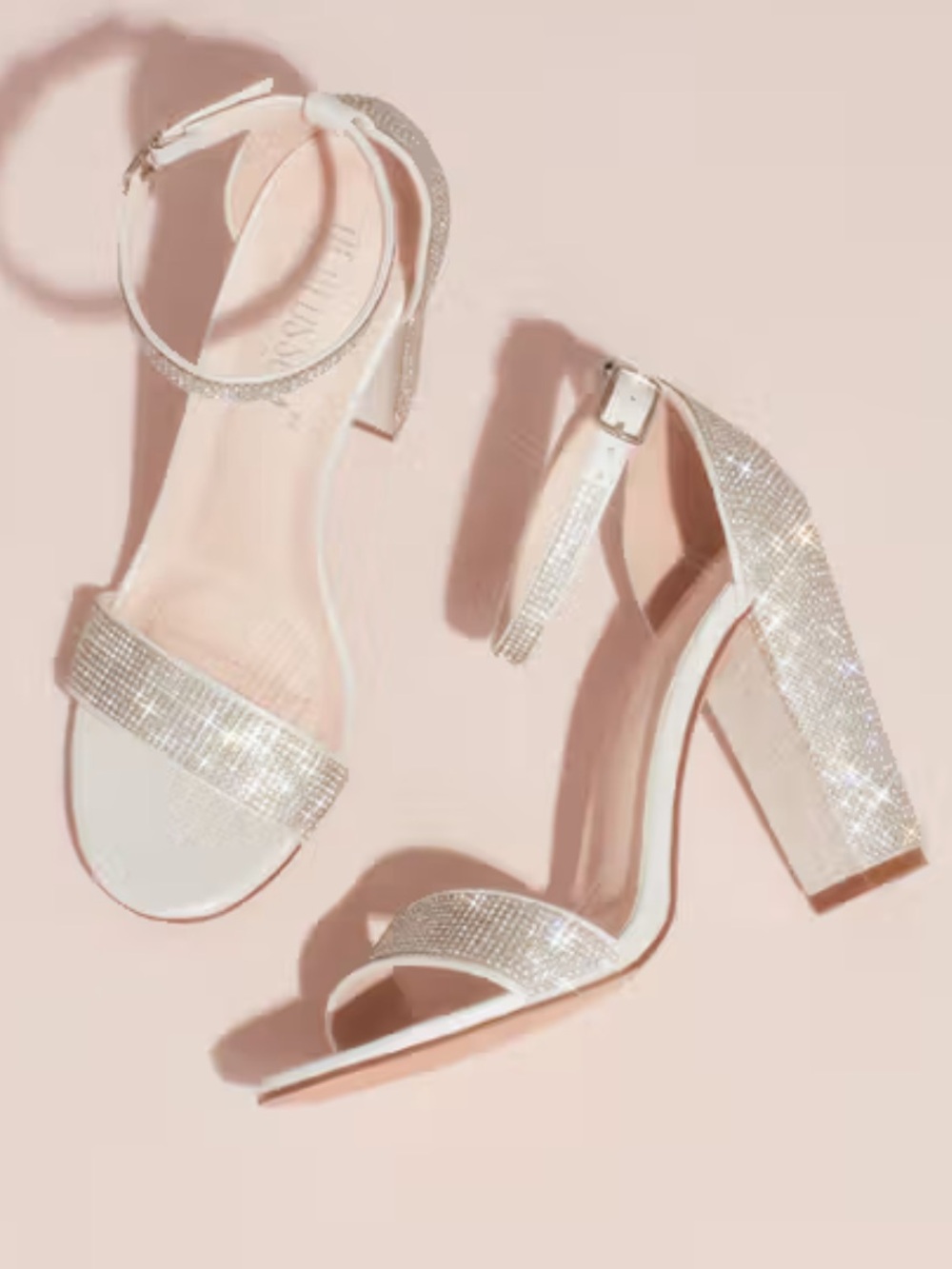 David’s Bridal DB Studio Rhinestone Block-Heeled Bridal Shoes Size 9